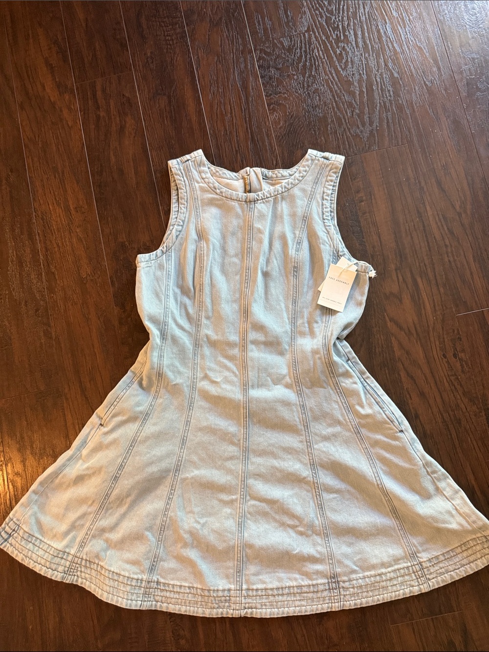 Sleeveless Light Blue Denim Fit-and-Flare Dress